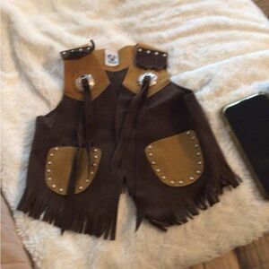 Brown and Tan Fringe Vest
